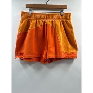 Nike Women Size XL Orange Color Clash Patchwork Fleece Shorts